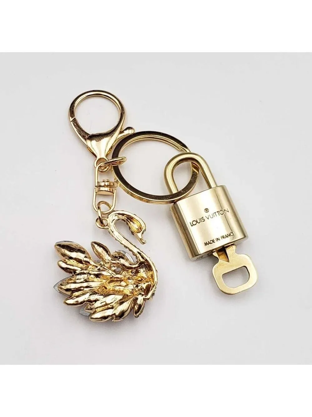Louis Vuitton Gold Padlock 🔑 Authentic LV Unbranded Swan Keychain Bag Charm